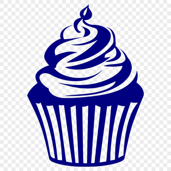 A digital illustration of a single cupcake on a white background, suitable for vector art and design.