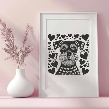 A small-breed dog with a distinctive beard and eyebrows, ideal for use in vector design projects.