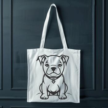 A full-body illustration of a sitting Pitbull breed dog with details suitable for vector art.