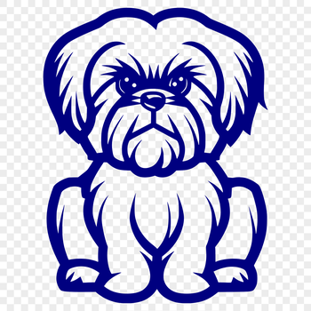 A seated dog breed with long fur, depicted in a vector format.
