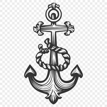 Anchor illustration in a nautical theme, suitable for vector designs.