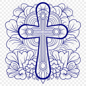 Ornate cross with intricate details, suitable for religious designs and crafts.