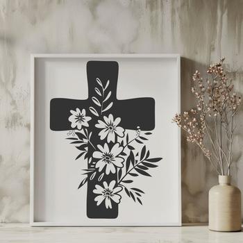 Artistic Cross Vector Drawing