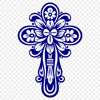 A detailed ornate crucifix with floral patterns and design elements.