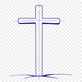 A simple line drawing of a Christian crucifix symbol.