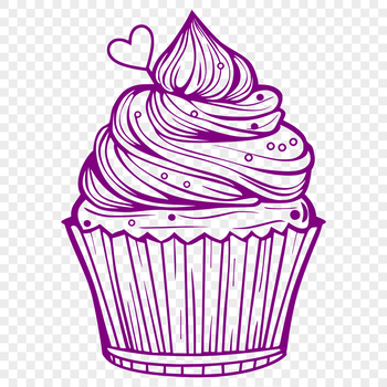 A digital illustration of a colorful cupcake with frosting and decorations, suitable for various design applications.