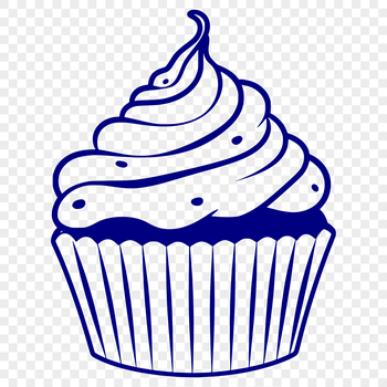 A colorful illustration of a single cupcake with frosting and sprinkles, suitable for digital crafting and design.