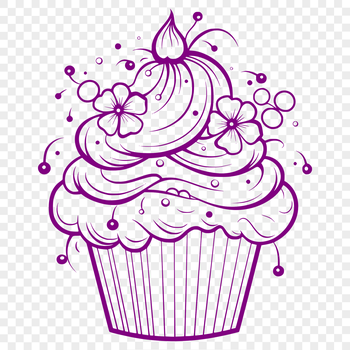A simple illustration of a vanilla cupcake with frosting on top.
