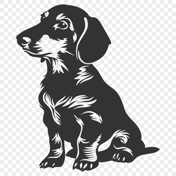 A full body illustration of a sitting Dachshund with a simple design, suitable for vector art.