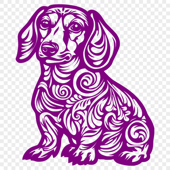 A detailed illustration of a sitting dachshund dog in full body view.