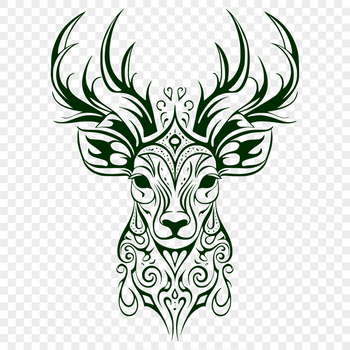 A detailed illustration of a deer's head, created with vector art for easy scaling and editing.
