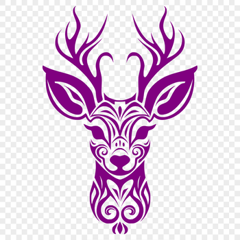A detailed SVG illustration of a deer's head, featuring intricate design elements.