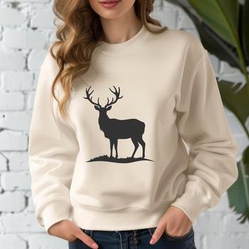 A full-body illustration of a deer in outline form.