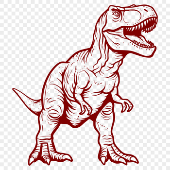 A detailed illustration of a Tyrannosaurus Rex dinosaur in full body form.
