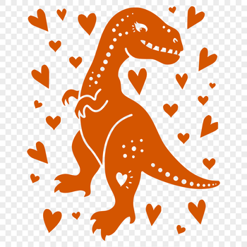 A large, iconic prehistoric dinosaur with love hearts, depicted as a vector art illustration.