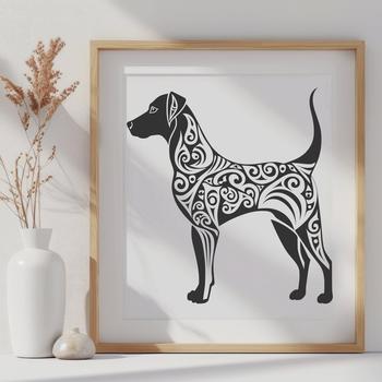A high-quality vector illustration of a standing Doberman Pinscher in full body, suitable for commercial or personal use.