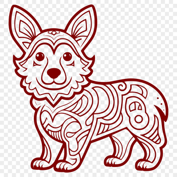A standing Welsh Corgi dog with full body illustration suitable for vector art projects.
