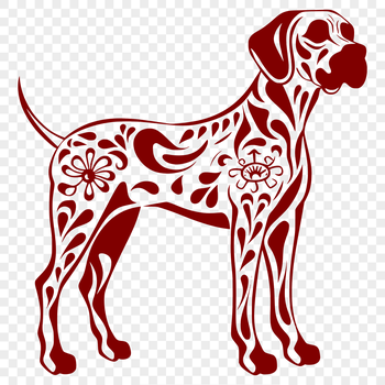 Large breed dog standing on four legs, depicted in a simple yet detailed style.
