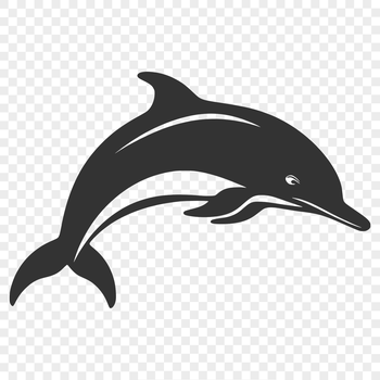 A vector graphic representation of a dolphin in a naturalistic style.