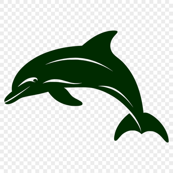 An SVG graphic featuring a realistic depiction of a dolphin, suitable for use in various design contexts.