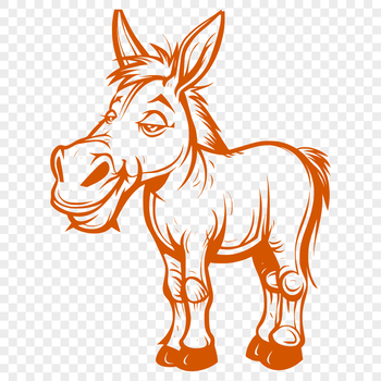 A detailed illustration of a standing donkey in full body view.