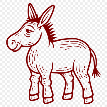 A standing donkey depicted in vector art format.