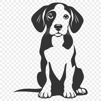 A full-body illustration of a sitting Beagle dog breed in vector format.