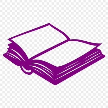 A digital illustration of a book with open pages and a bookmark inside.