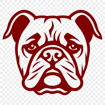 A detailed digital illustration of a bulldog's head, featuring a realistic representation of the breed.