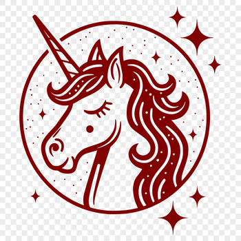 A detailed illustration of a mythical unicorn's head, suitable for vector art design.