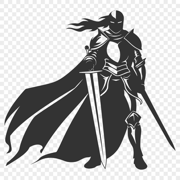 A medieval knight in full body armor standing proudly, suitable for fantasy vector art.