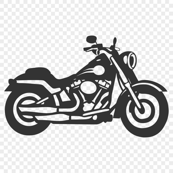 A vector graphic image of a motorcycle with bold lines and shapes.