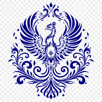 A detailed, full-body illustration of a mythical phoenix with intricate design.