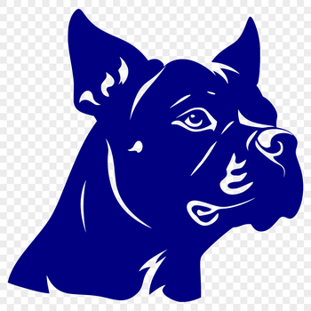 Illustrated headshot of a pitbull dog breed in vector format.