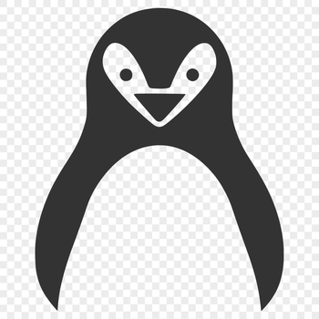 Simple line drawing illustration of a penguin in various poses and environments.