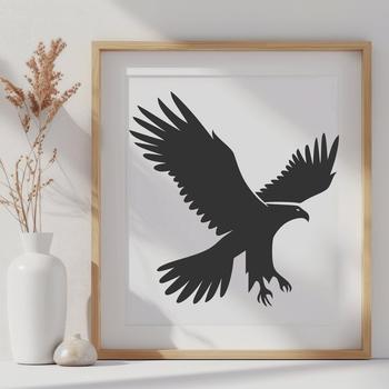 A detailed illustration of a full-body eagle in mid-air flight.