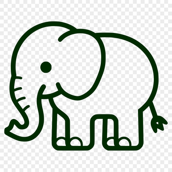 A simple line drawing of a full-body elephant standing on its trunk.