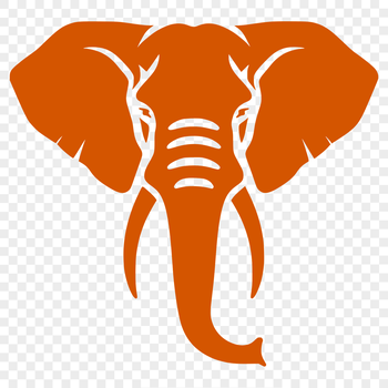 Illustrated elephant head with detailed features suitable for vector design projects.