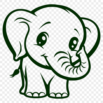 A full-body illustration of a standing elephant, suitable for vector art and design projects.