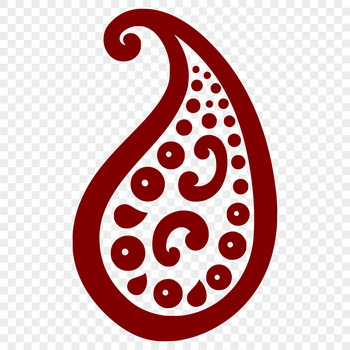 A simple line drawing of an ornate paisley shape.