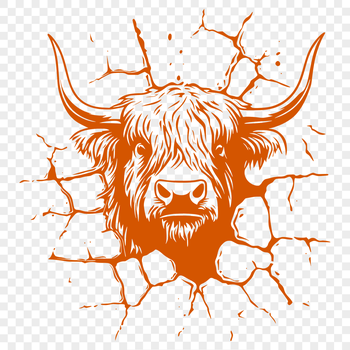 A vector illustration of a Highland Cow's head, suitable for digital design and crafting.