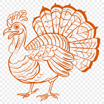 A digital illustration of a farm animal, specifically a turkey, depicted in full body.