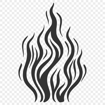 Flame illustration in a stylized, vector shape for graphic design and cutting machine projects.