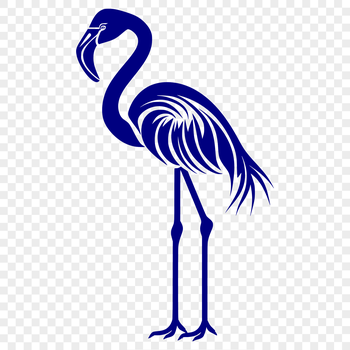 An isolated vector graphic image of a full-bodied bird with distinctive pink plumage and long neck.