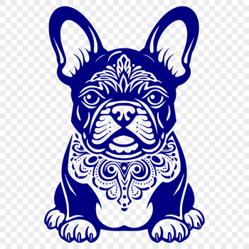 A sitting full-body illustration of a French Bulldog breed dog, suitable for vector art and clip art.