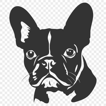 A detailed illustration of a French Bulldog's head, suitable for vector art and cutting machine designs.