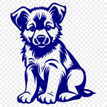 A full-body illustration of a sitting German Shepherd dog, suitable for various design applications.