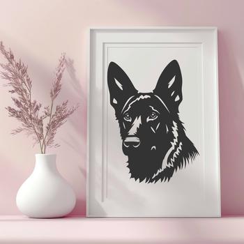 A portrait of a German Shepherd dog's head in vector format.