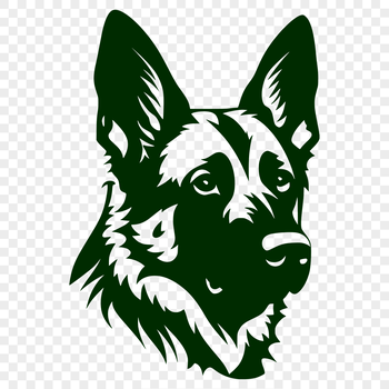 A realistic illustration of a German shepherd's head, suitable for vector art designs.
