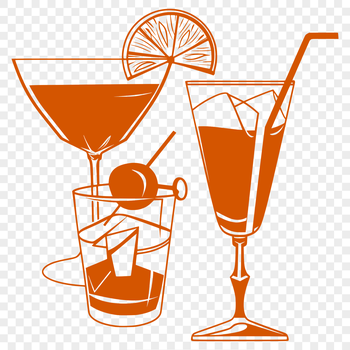 A stylized illustration of a cocktail in a glass, designed as vector art suitable for various uses.